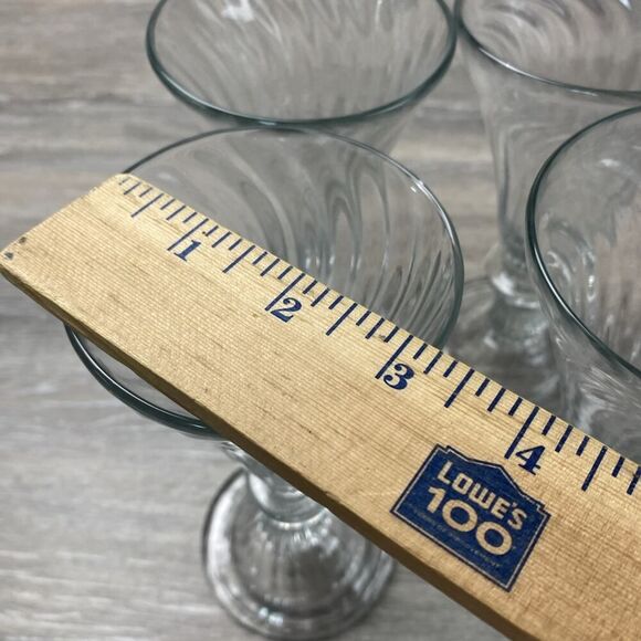 (8) Vintage Tall Colonial Ribbed Drinking Glass Hand Blown Unbranded 7 1/2 - Picture 8 of 9